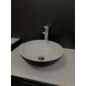 Раковина, умивальник Adamant KREIS, штучний камінь, кругла, без отвору для змішувача та переливу, 420х150мм, накладний, чорно-білий