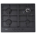 Варильна поверхня Whirlpool газова, 60см, чавун, конфорка з подвійним рядом полум'я, чорний