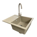 Набір кухонний Adamant Minimal, штучний камінь, прямокут., з крилом, 615х495х200мм, чаша - 1, врізна, Сахара + змішувач