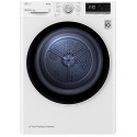 Сушильна машина LG тепловий насос, 9кг, A++, 69см, дисплей, автоматичне очищення конденсатора, білий