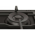 Варильна поверхня Whirlpool газова, 60см, чавун, конфорка з подвійним рядом полум'я, чорний