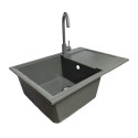 Набір кухонний Adamant Horizon Medium, штучний камінь, прямокут., з крилом, 700х500х230мм, чаша - 1, врізна, сірий + змішувач