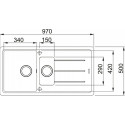 Мийка кухонна Franke Basis фраграніт, прямокут., з крилом, 970х500х200мм, чаша - 2, врізна, онікс