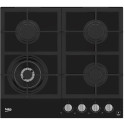 Варильна поверхня Beko газова на склі, 60см, чавун, чорний