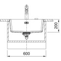 Мийка кухонна Franke Maris, фраграніт, прямокутник, без крила, 553х433х200мм, чаша - 1, універсальна, MRG 110-52, чорний матовий (+вентиль)
