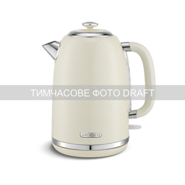 Електрочайник ARDESTO 1.8л, Strix, метал, бежевий глянцевий