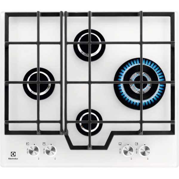 Варильна поверхня Electrolux газова на склі, 60см, чавун, білий