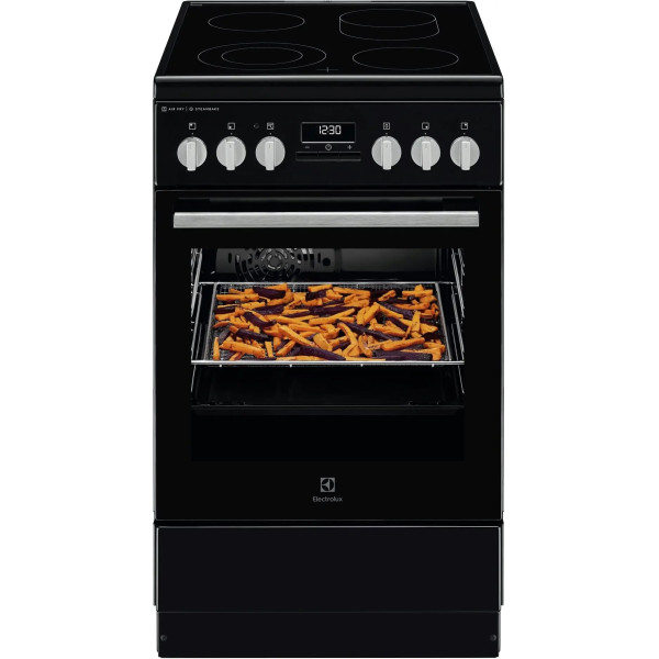 Плита Electrolux електрична склокерамічна, 58л, 50x60см, конвекція, пара, чорний