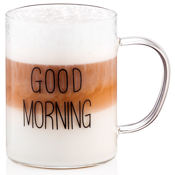Набір чашок з ручками ARDESTO Good Morning , 420мл, 2шт, боросилікатне скло, прозорий