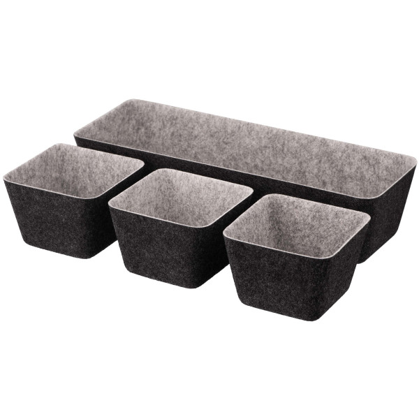 Набір контейнерів ARDESTO Prestigio 4 предмети, 38.5x13.5x9cm/12x12x8.5см, фетр, сірий