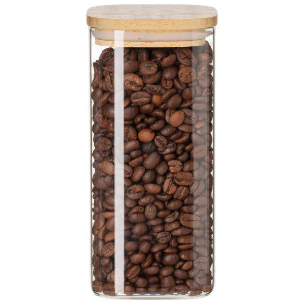 Банка для зберігання ARDESTO Midori 700мл, скло, бамбук, квадратна, прозорий