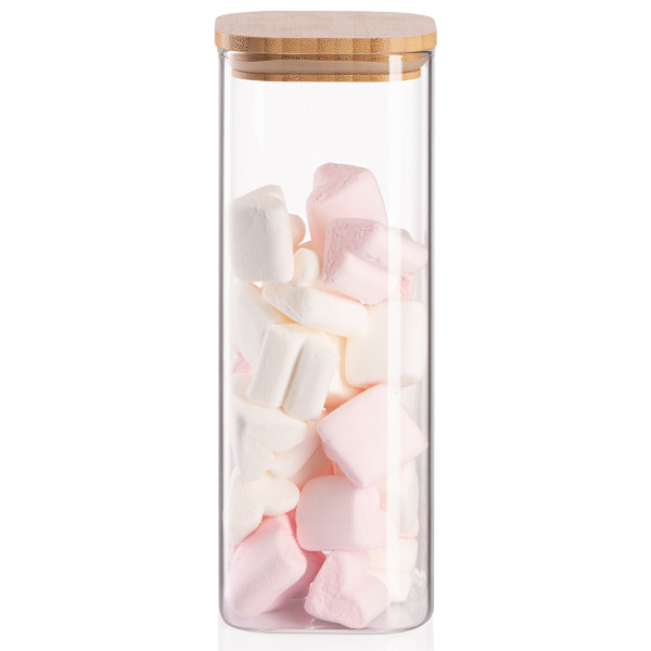 Банка для зберігання ARDESTO Midori, 1000мл, скло, бамбук, квадратна, прозорий