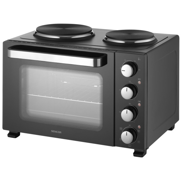 Піч електрична Sencor, 35л, 1500Вт, механіч., гриль, конвенція, 2 конф.зверху, підсвітка всередині, чорна