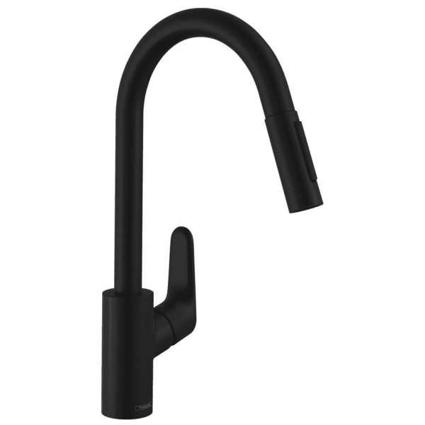 Змішувач для кухні Hansgrohe Focus M41, довж.виливу - 235мм, витяжний, 1важіль, KM240, чорний матовий