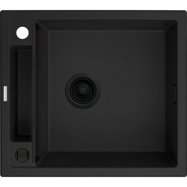 Мийка кухонна Deante Magnetic, граніт, квадрат, без крила, 560х500х219мм, чаша - 1, накладна, чорний матовий