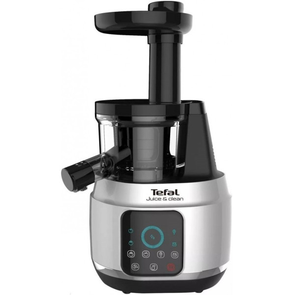 Соковитискач Tefal Juice&Clean шнековий 150Вт, чаша-0.8л, жмих-0.8л, пластик, сріблясто-чорний