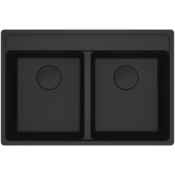 Мийка кухонна Franke Maris, фраграніт, прямокутник, без крила, 760х510х200мм, чаша - 2, врізна, MRG 620 TL, чорний матовий