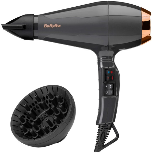 Фен Babyliss Air Pro, 2200Вт, 2 режими, дифузор, іоніз-я, хол. обдув, чорний