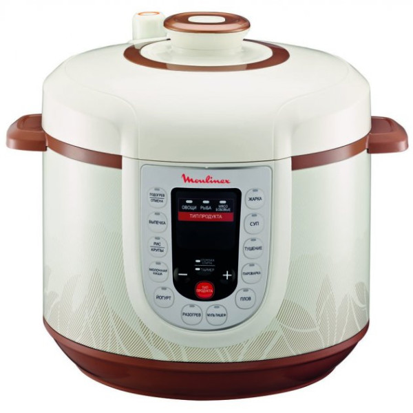 Мультиварка-скороварка Moulinex, 1000Вт, чаша-5л, сенсорне керув., метал/пластик, білий