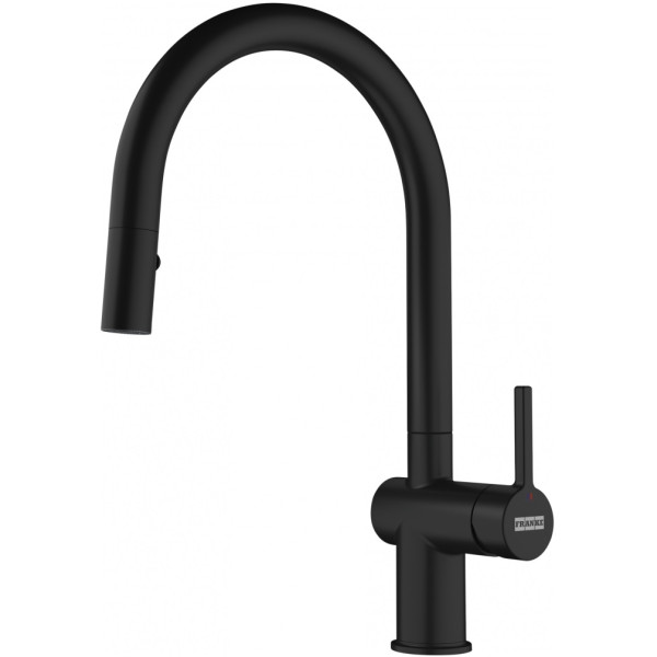 Змішувач для кухні Franke Active J, довж.виливу - 227мм, поворотний, 1+1фільтр+душ, чорний матовий