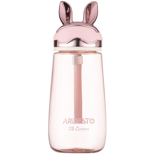 Пляшка для води ARDESTO Bunny 600мл, пластик, рожевий