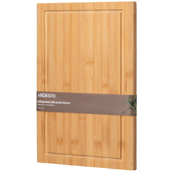 Дошка кухонна з жолобом ARDESTO Midori, 33х22х1.5см, бамбук