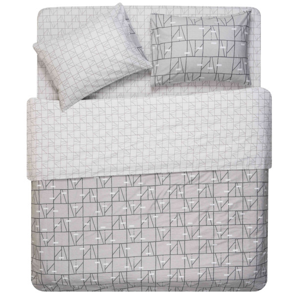 КПБ 1,5сп ARDESTO Gloria, підковдра 160х220см, простирадло 160х220см, наволочки (2) 50х70см, 100% бавовна, сатин, геометрія, сірий