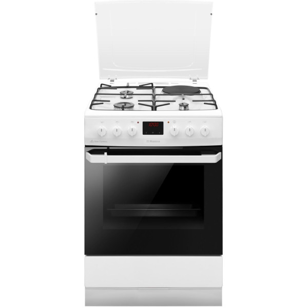 Плита Hansa з комбі. вар. поверхнею, 60х60см, 62л, емаль, газ контр., дисплей, білий