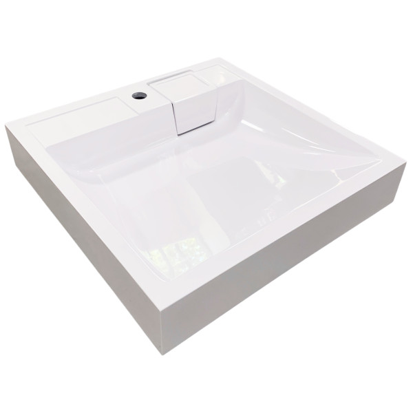 Раковина, умивальник Adamant WASHER NEW, штучний камінь, прямокут., з отвором для змішувача, без переливу, 595х595х115мм, накладний, білий