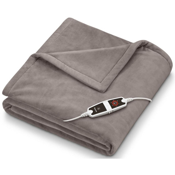 Електроковдра Beurer, від мережі, 200х150см, 150Вт, 6 режимів, фліс, сірий