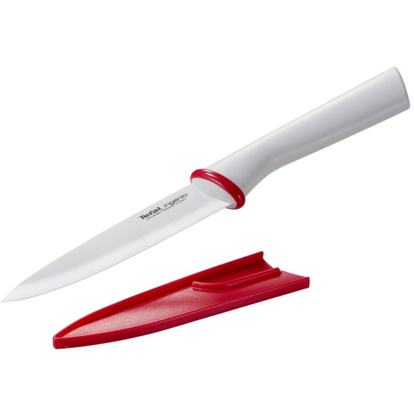 Кухонний ніж універсальний Tefal Ingenio Ceramic White, з чохлом, 13см, кераміка, пластик, білий