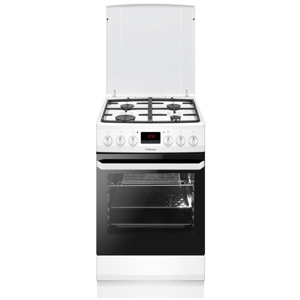 Плита Hansa комбінована, 50х60см, 62л, чавун, газ контр., дисплей, білий