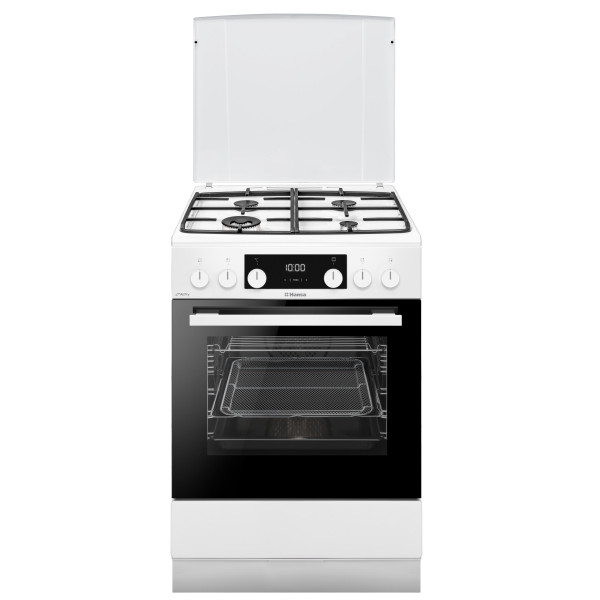 Плита Hansa комбінована, 77л, 60x60см, дисплей, конвекція, чавун, білий