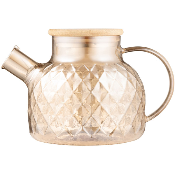 Заварник ARDESTO Golden Moon Diamond 1000мл, боросилікатне скло, бамбук, золотистий