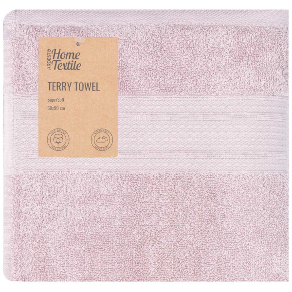 Рушник махровий ARDESTO SuperSoft 50х90см, 100% бавовна, рожевий