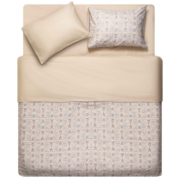 КПБ 2,0сп ARDESTO Gloria, підковдра 200х220см, простирадло 230х240см, наволочки (2) 50х70см, 100% бавовна, сатин, польові квіти, бежевий