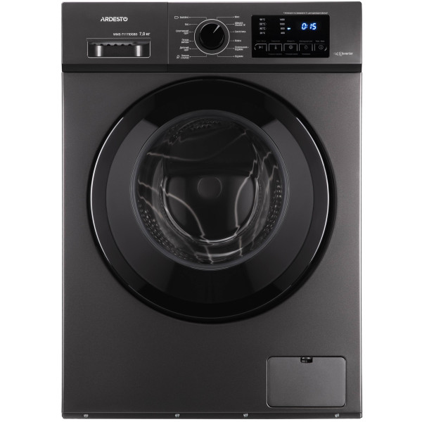 Пральна машина ARDESTO фронтальна, 7кг, 1400, А+++, 48см, дисплей, пара, інвертор, підсвіч.барабана, сірий