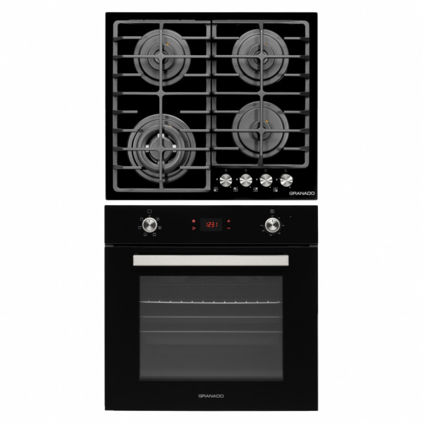 Комплект Духова шафа електрична GEO 62-1310 black + Варильна поверхня газова GGH 62-114 black glass