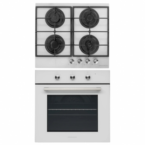 Комплект Духова шафа електрична GEO 62-0200 white + Варильна поверхня газова GGH 62-104 white glass