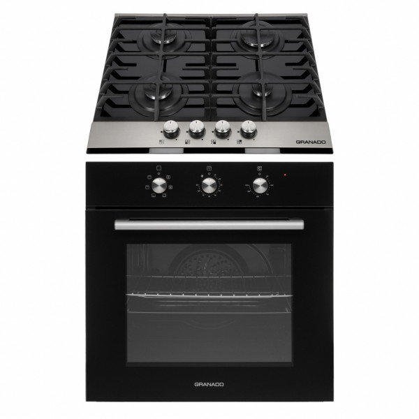Комплект Духова шафа електрична GEO 62-0200 black + Варильна поверхня газова GGH 612-104 black glass