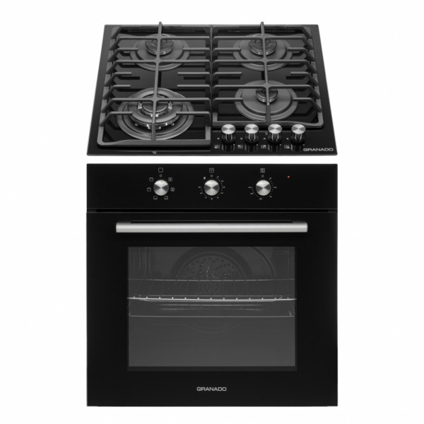 Комплект Духова шафа електрична GEO 62-0200 black + Варильна поверхня газова GGH 62-114 black glass