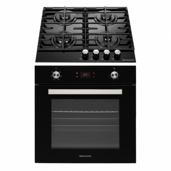 Комплект Духова шафа електрична GEO 62-1310 black + Варильна поверхня газова GGH 62-104 black glass