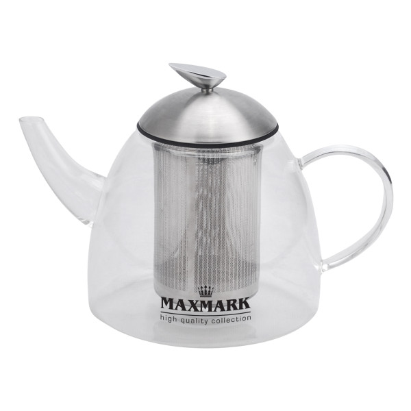 Скляний заварник з металевою кришкою, 1300 мл