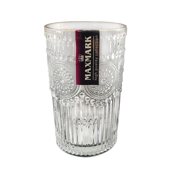 Склянка висока Flower, 345 мл, 1 шт., прозорий із золотим обідком