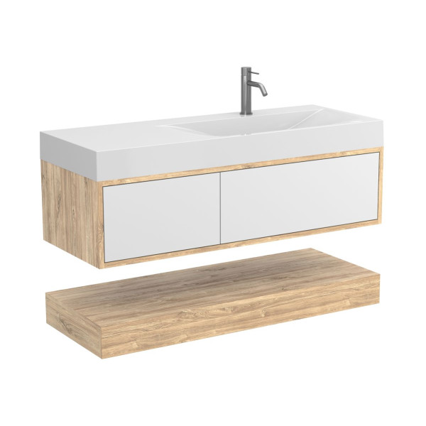 Тумба підвісна DUO Дуб Канзас з умивальником VIOLA 1200 R