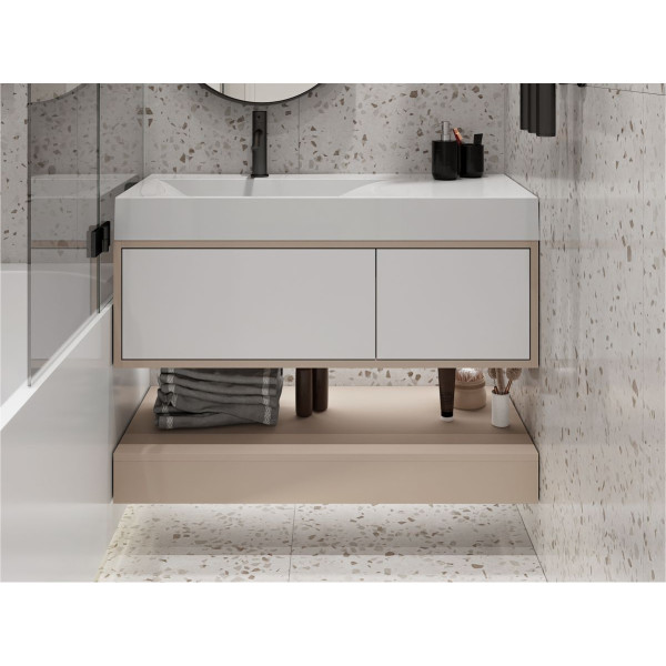 Тумба підвісна DUO Кашемір з умивальником VIOLA 1000 L