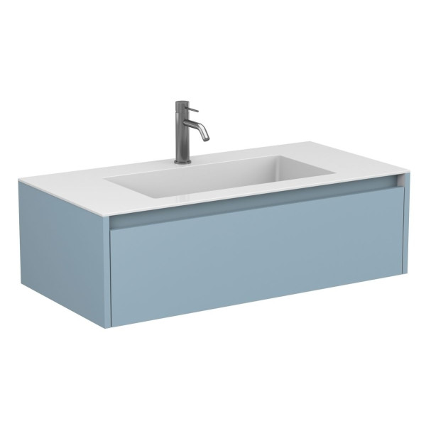 Тумба підвісна UNO блакитна з умивальником ERICA 1000