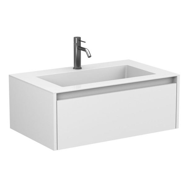 Тумба підвісна UNO біла матова з умивальником ERICA 800