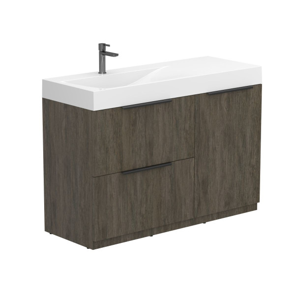 Тумба підлогова ALBA Толедо темне дерево з умивальником VIOLA 1200 L