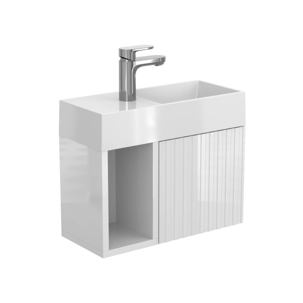 Тумба підвісна AURA біла глянцева з умивальником COPPER 500